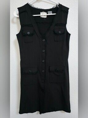 Linq Los Angeles mini dress cotton blend Medium MBlack button front pocket cas